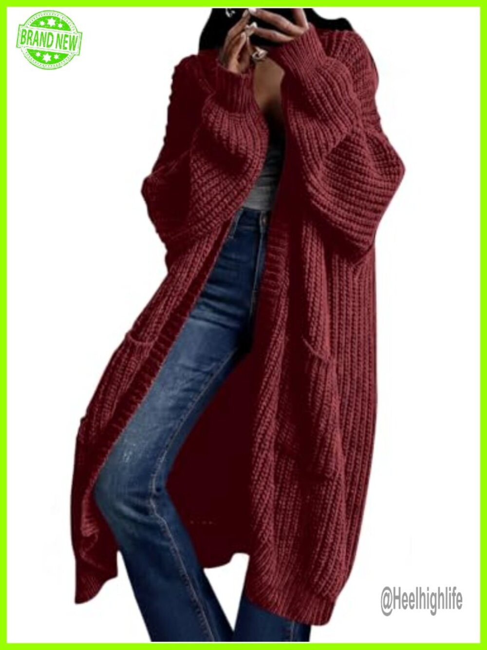 Oversized Long Cardigan Duster Coat with Pockets Loose Knit Fall Winter